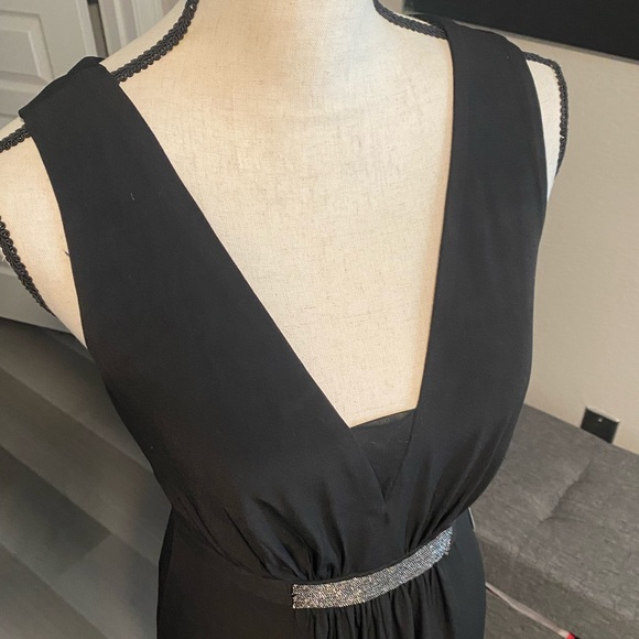 NWT Halston Heritage Jewel Waist Crepe Black Evening Gown SZ 4 - Picture 6 of 15